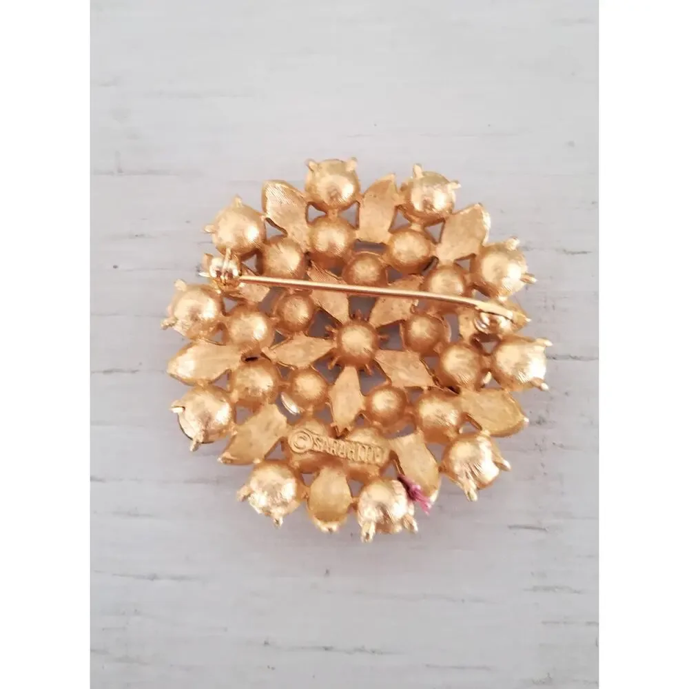 Vintage Orange Flower Brooch Pin by Sarah Coventry